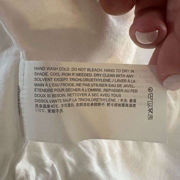 Theory Women's Long Sleeve Drawstring Waist Button Down Shirt Top White Size L - Picture 8 of 8